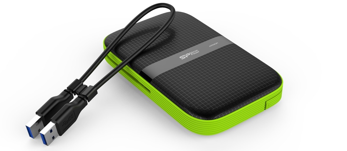 Внешний жесткий диск HDD USB 2 TB Silicon Power, A60, USB3.1, black-green (SP020TBPHDA60S3K) фото