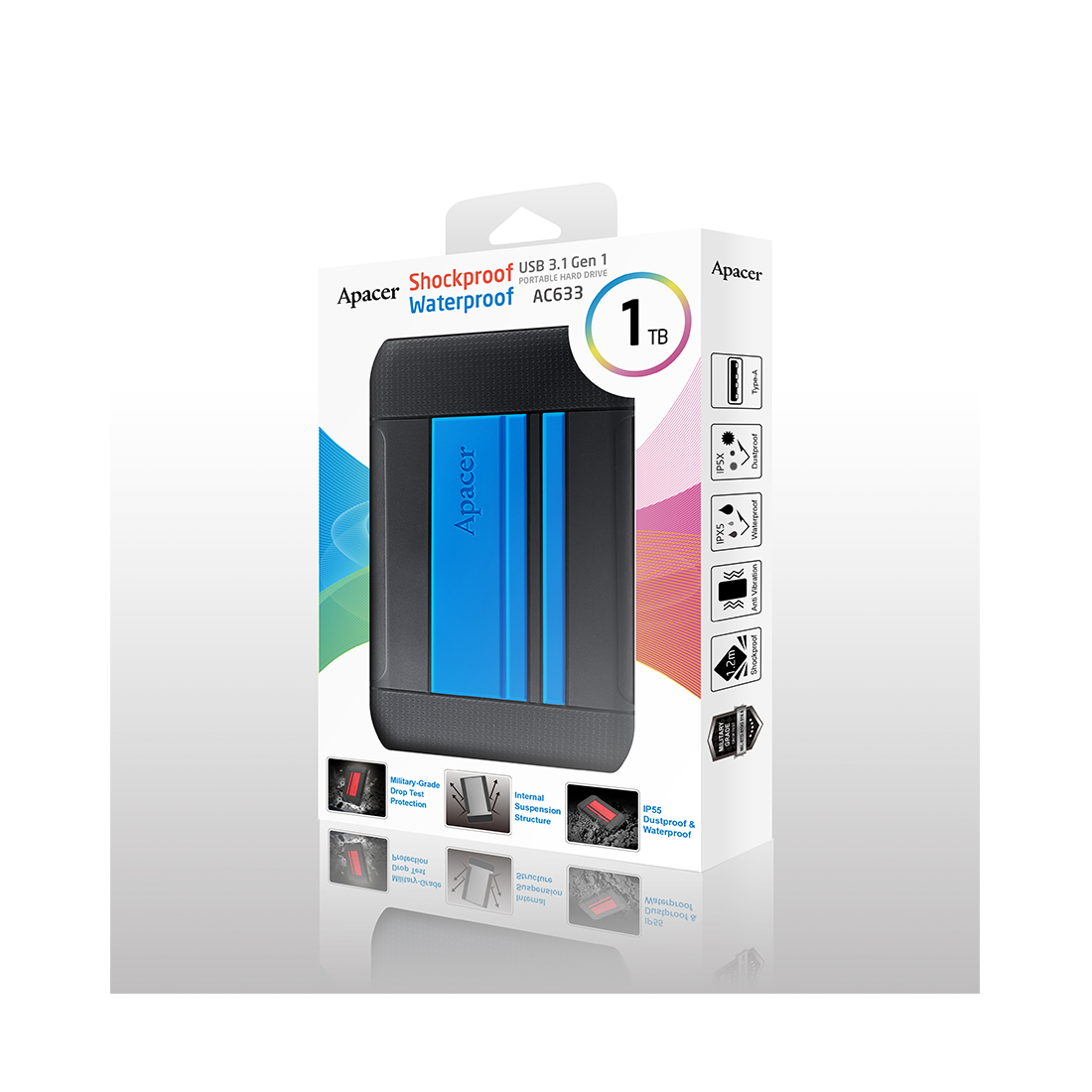 Внешний жёсткий диск Apacer 1TB 2.5" AC633 Синий (AP1TBAC633U-1) фото