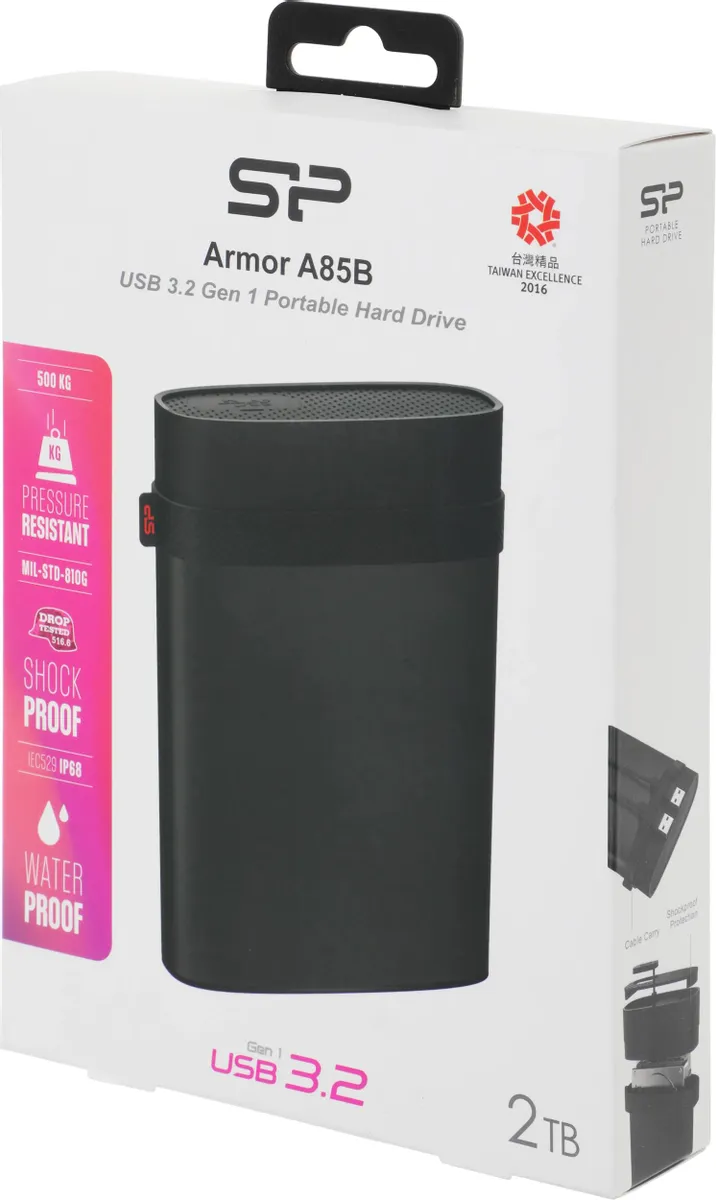 Внешний HDD Silicon Power Armor A85B 2TB USB 3.2, черный (SP020TBPHD85BS3K) фото