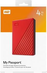 картинка Внешний HDD Western Digital 4Tb My Passport 2.5" USB 3.1 Цвет: Красный WDBPKJ0040BRD-WESN от магазина itmag.kz