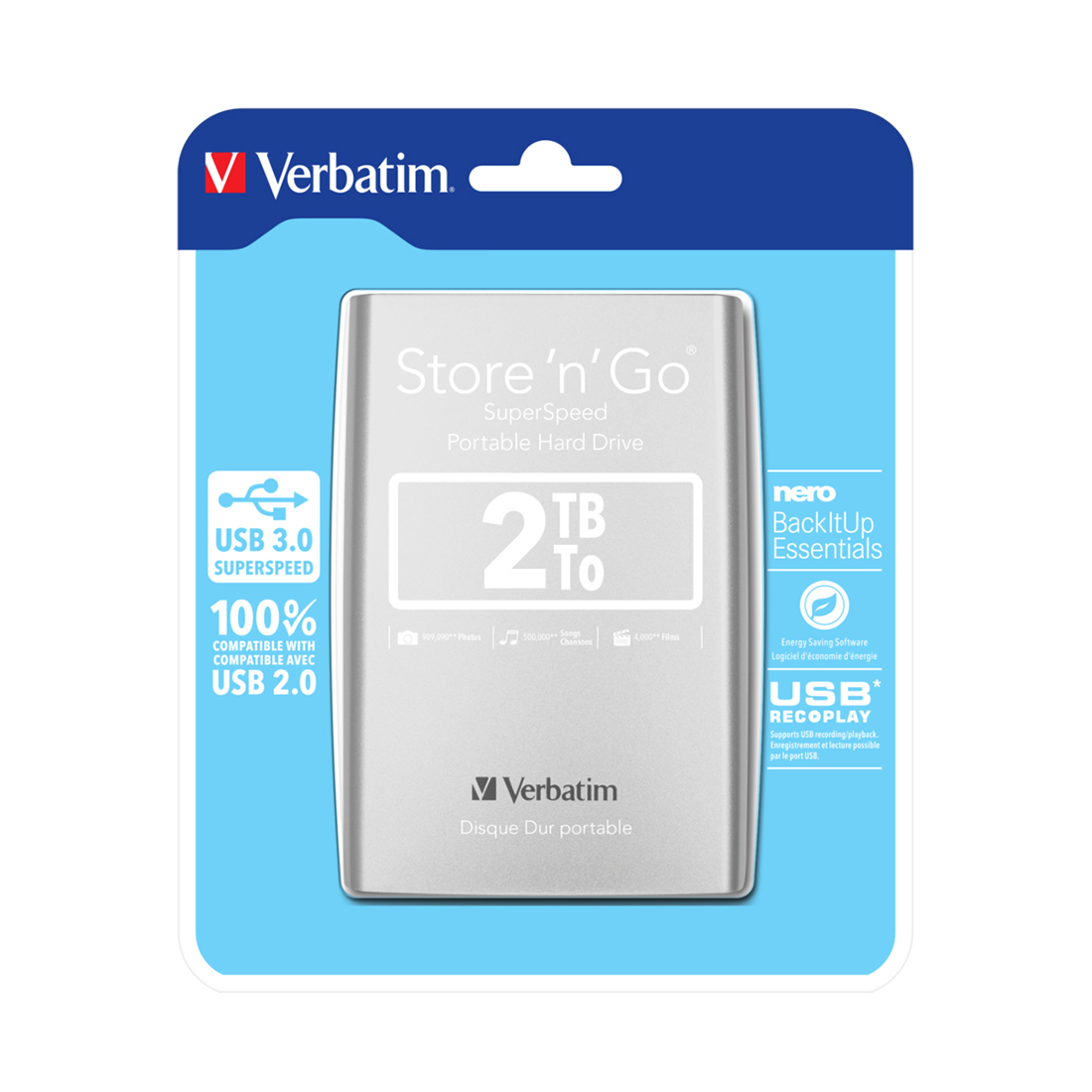 картинка Внешний жёсткий диск Verbatim 2TB 2.5" Store 'n' Go Серебристый от магазина itmag.kz