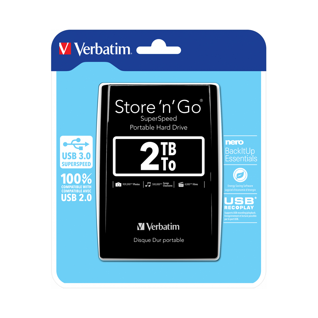 картинка Внешний жёсткий диск Verbatim 2TB 2.5" Store 'n' Go Чёрный от магазина itmag.kz