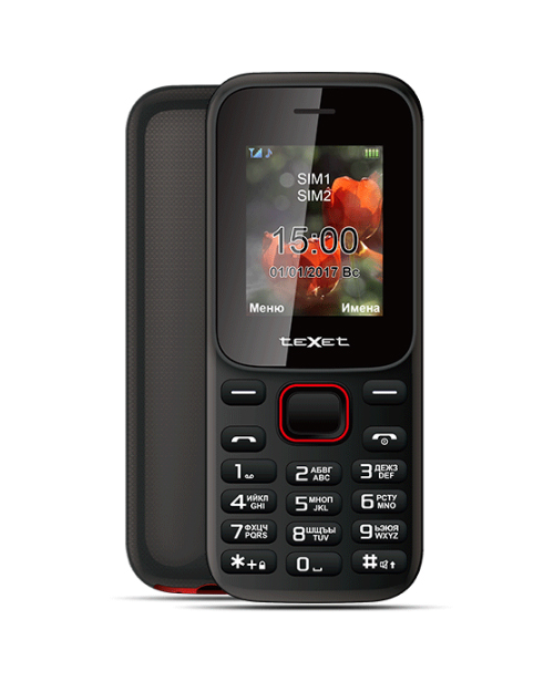 картинка Мобильный телефон teXet ТМ-128 цвет черный-красный от магазина itmag.kz