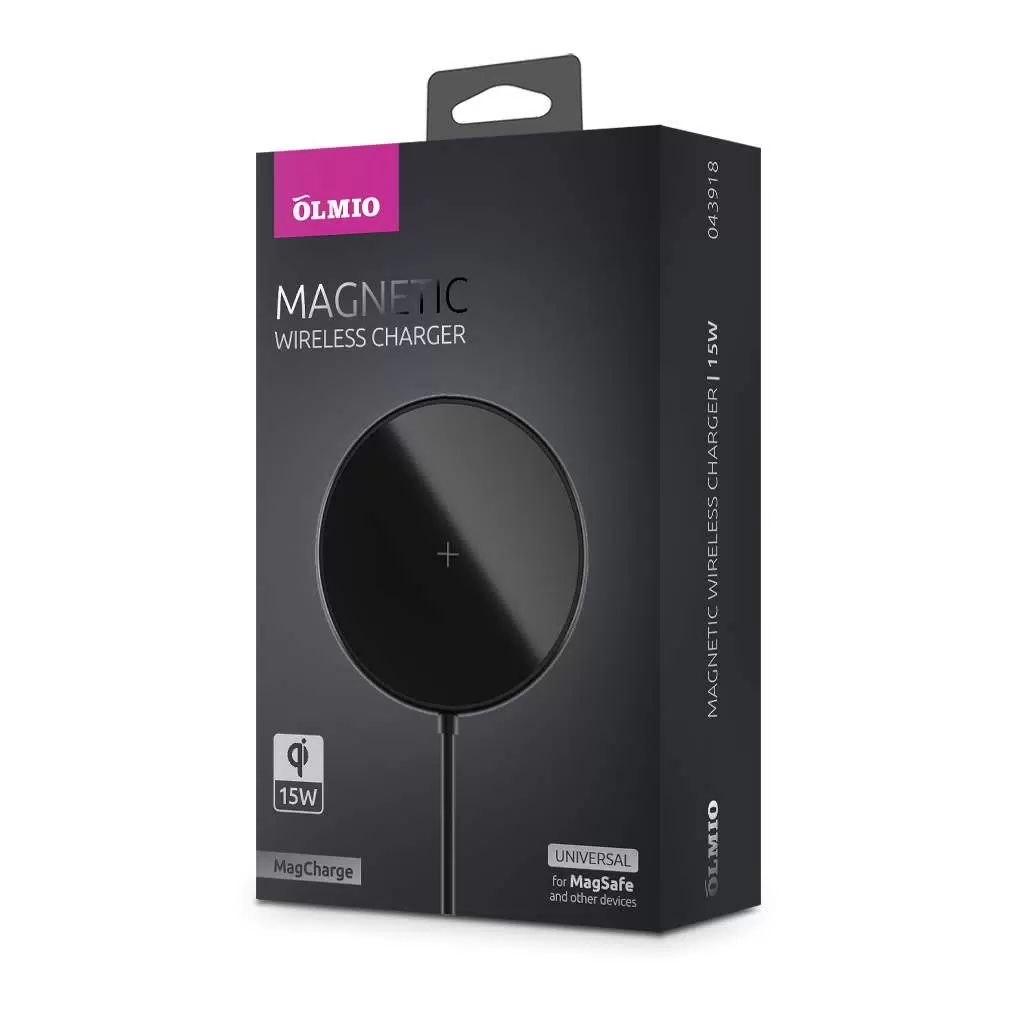 Беспроводное зарядное устройство Olmio MagCharge QI 15W (43918) фото
