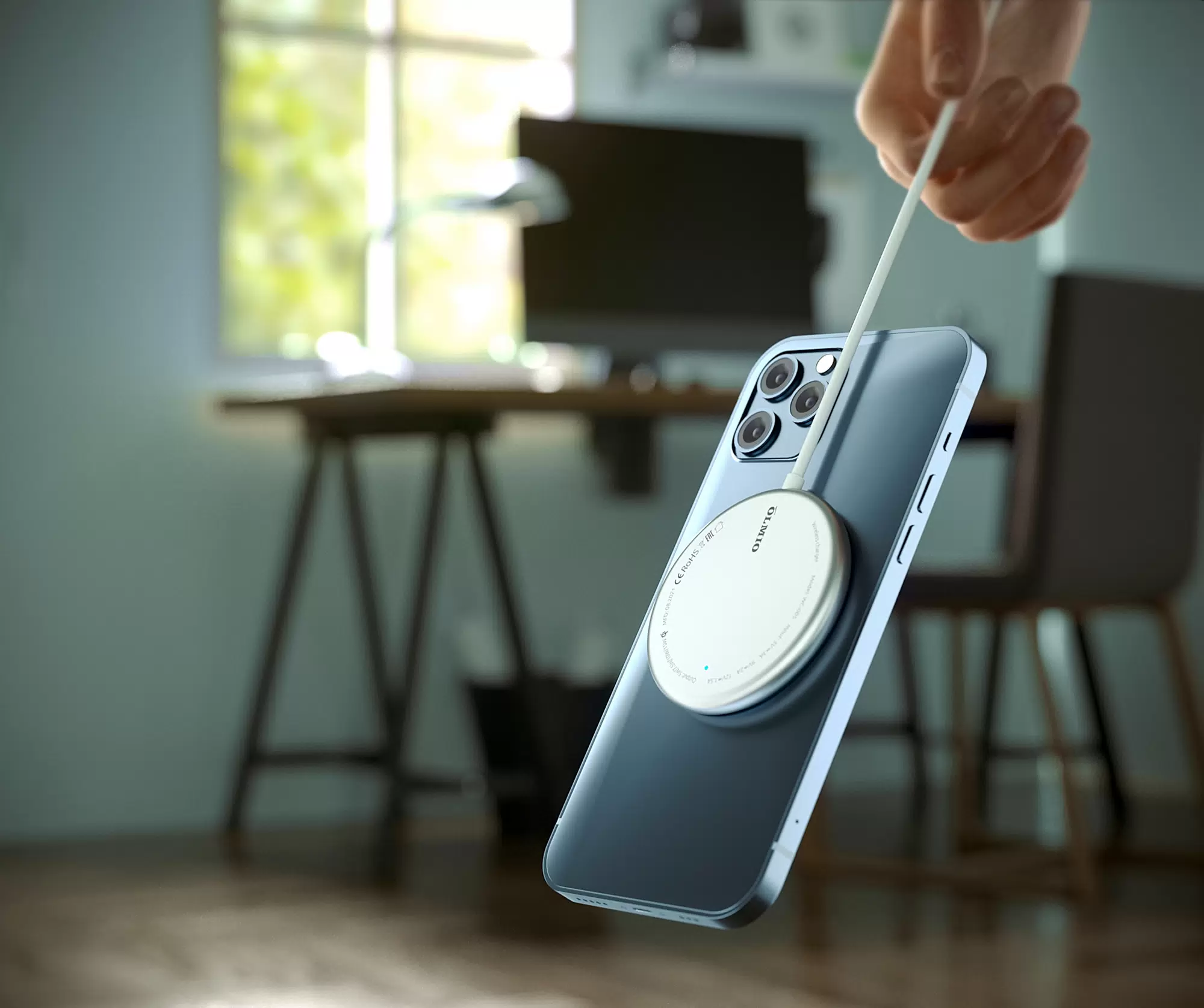Беспроводное зарядное устройство Olmio MagCharge QI 15W белый (43922) фото