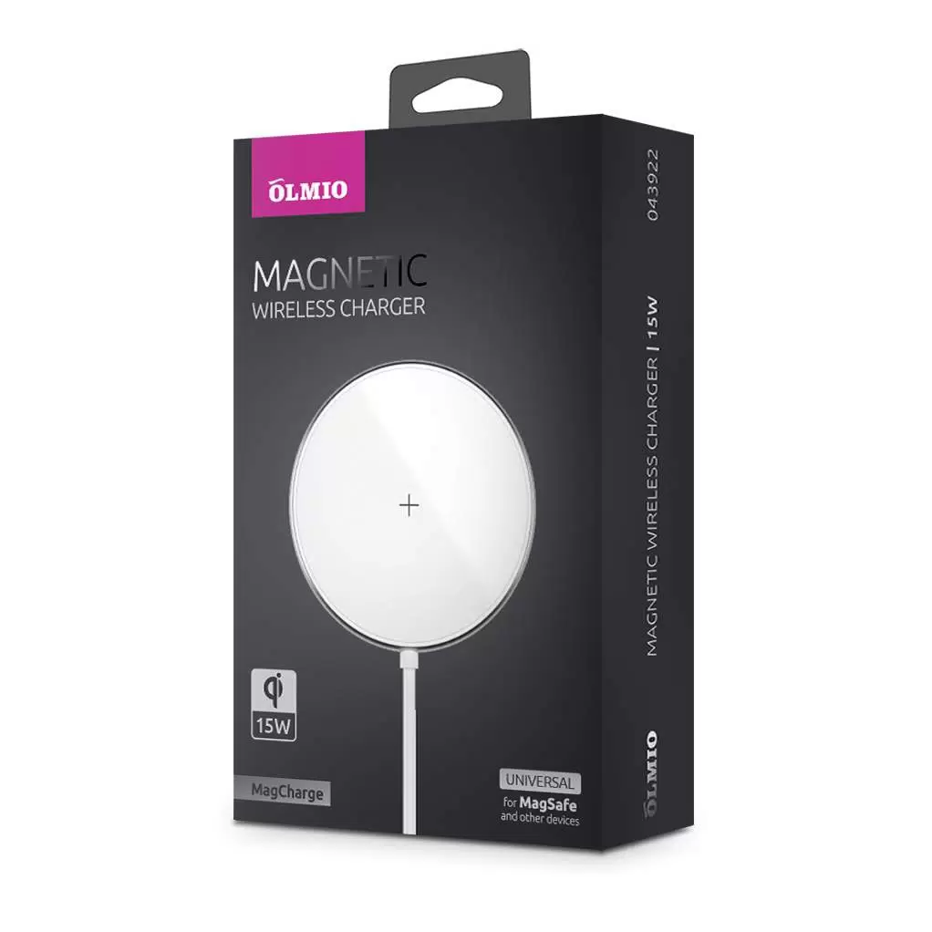 Беспроводное зарядное устройство Olmio MagCharge QI 15W белый (43922) фото