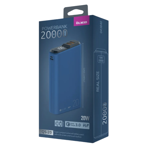 картинка Зарядное устройство Power bank Olmio QR-20 20000mAh QuickCharge3.0 темно-синий от магазина itmag.kz