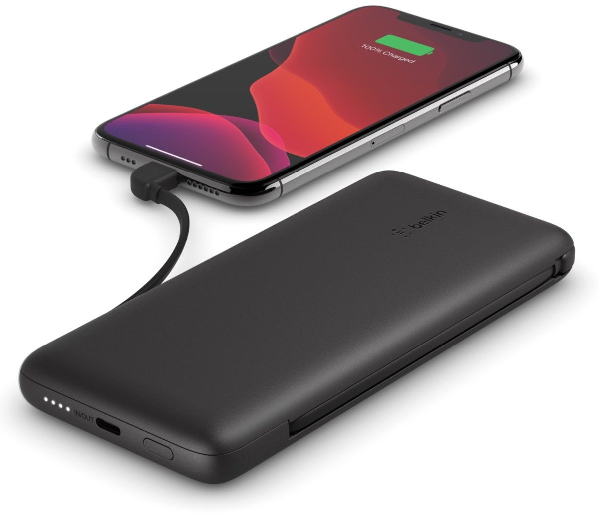 Портативный аккумулятор Belkin 10000mAh 23W integrated cables Black (BPB006BTBLK) фото