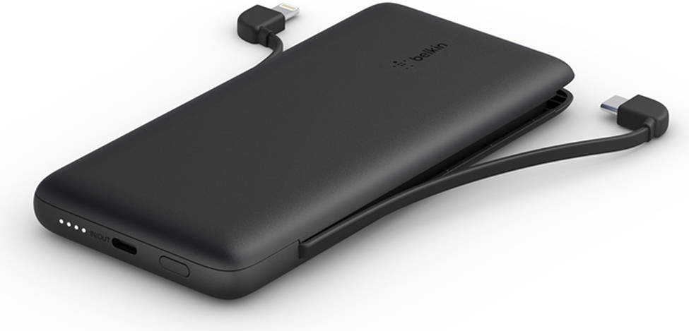 Портативный аккумулятор Belkin 10000mAh 23W integrated cables Black (BPB006BTBLK) фото