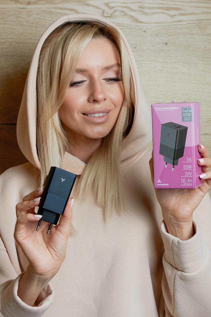 Сетевое зарядное устройство Accesstyle Crocus GaN 65WCA Black (Crocus GaN 65WCA Black) фото