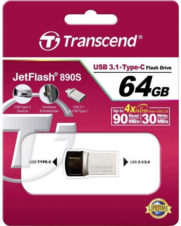 картинка USB Флеш 64GB 3.0 Transcend TS64GJF890S метал от магазина itmag.kz