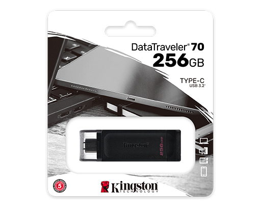 картинка Флэш-накопитель Kingston 256Gb USB-C 3.2 Data Traveler 70 (Black) от магазина itmag.kz