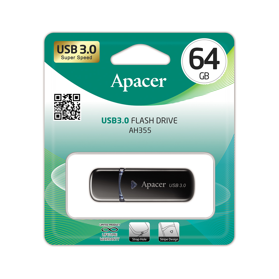 картинка USB флеш-накопитель Apacer AH355 64GB Чёрный от магазина itmag.kz