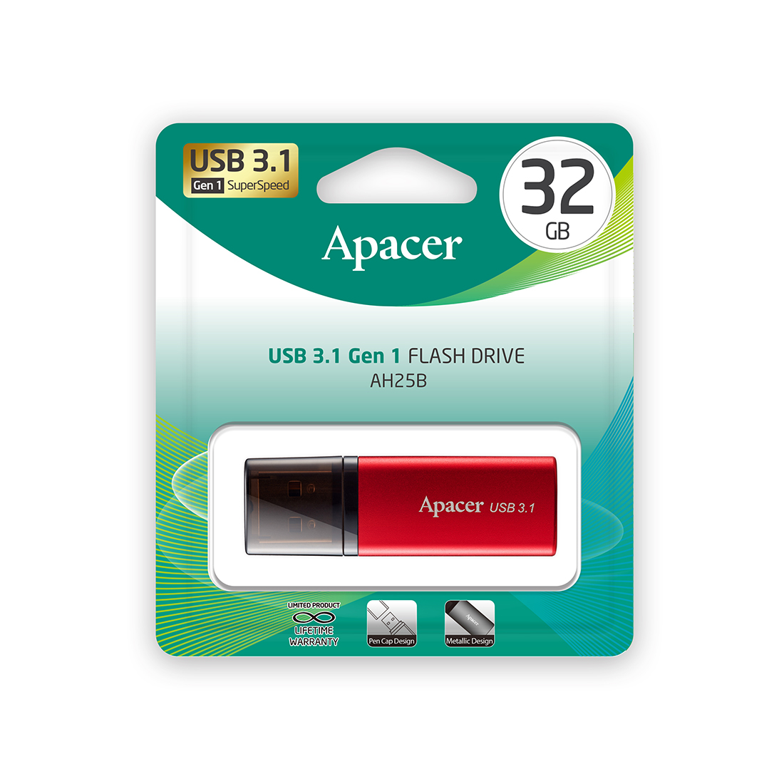 USB флеш-накопитель Apacer AH25B 32GB Красный (AP32GAH25BR-1) фото
