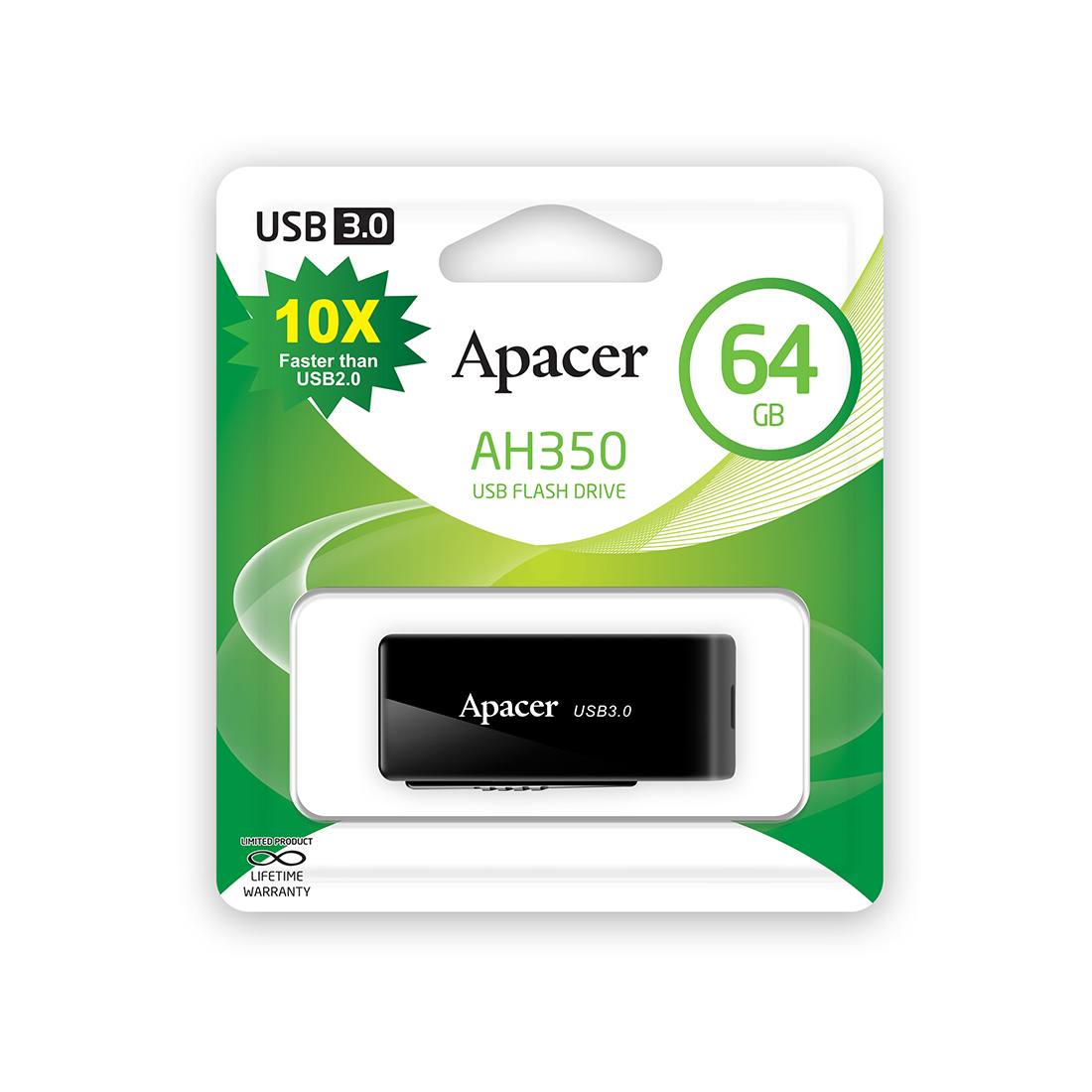картинка USB-накопитель Apacer AH350 64GB Чёрный от магазина itmag.kz