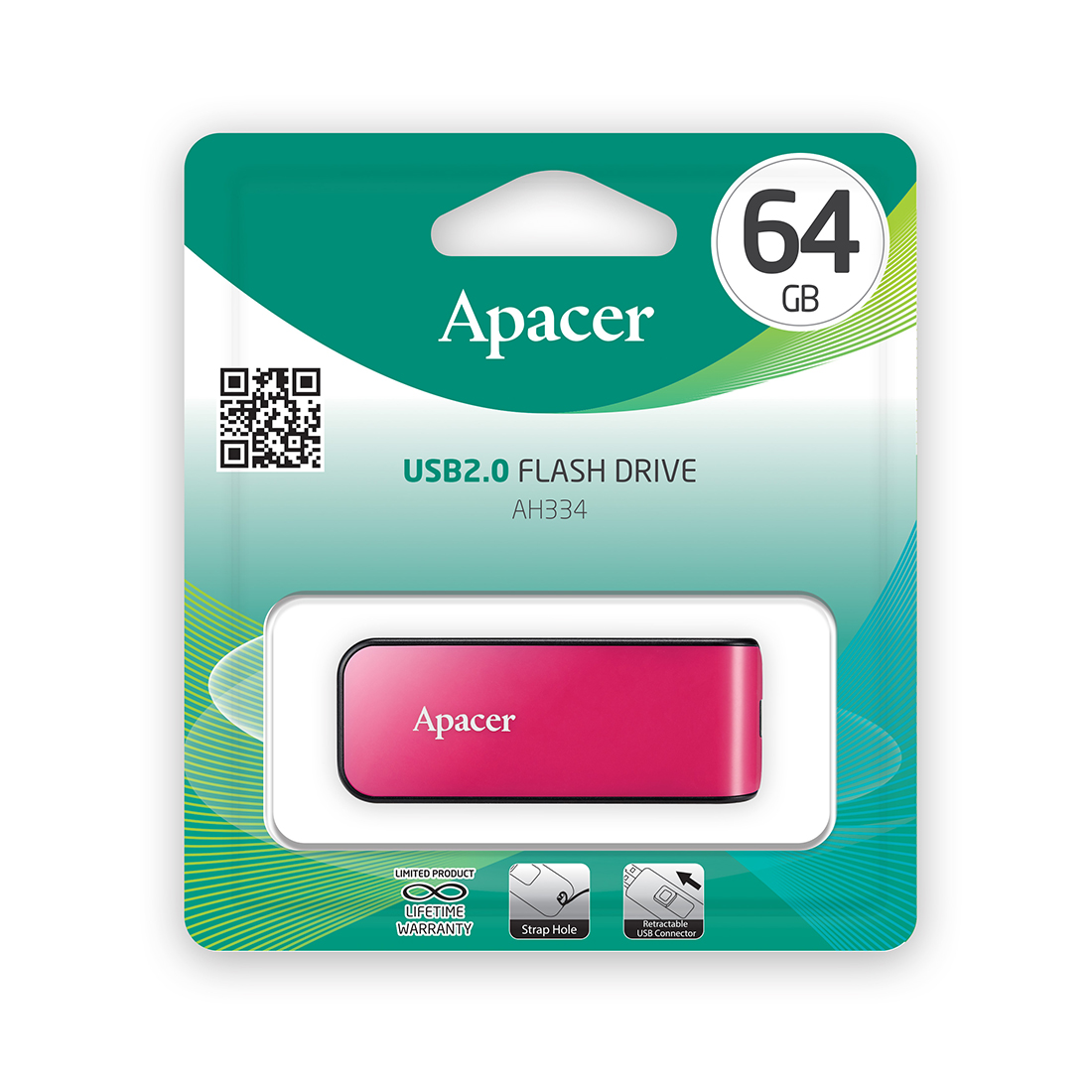 картинка USB флеш-накопитель Apacer AH334 64GB Розовый от магазина itmag.kz