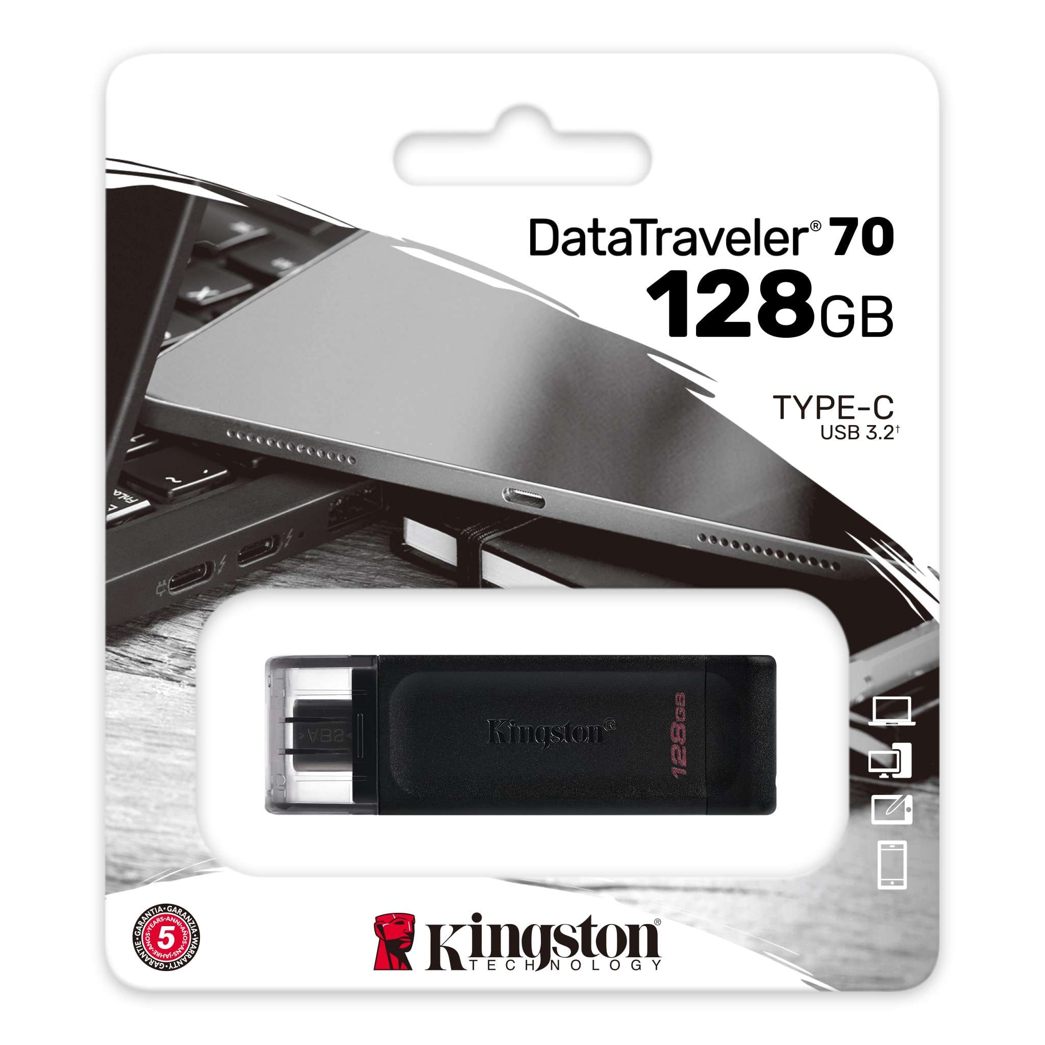 картинка USB Флеш 128GB 3.0 Kingston DT70/128GB черный от магазина itmag.kz