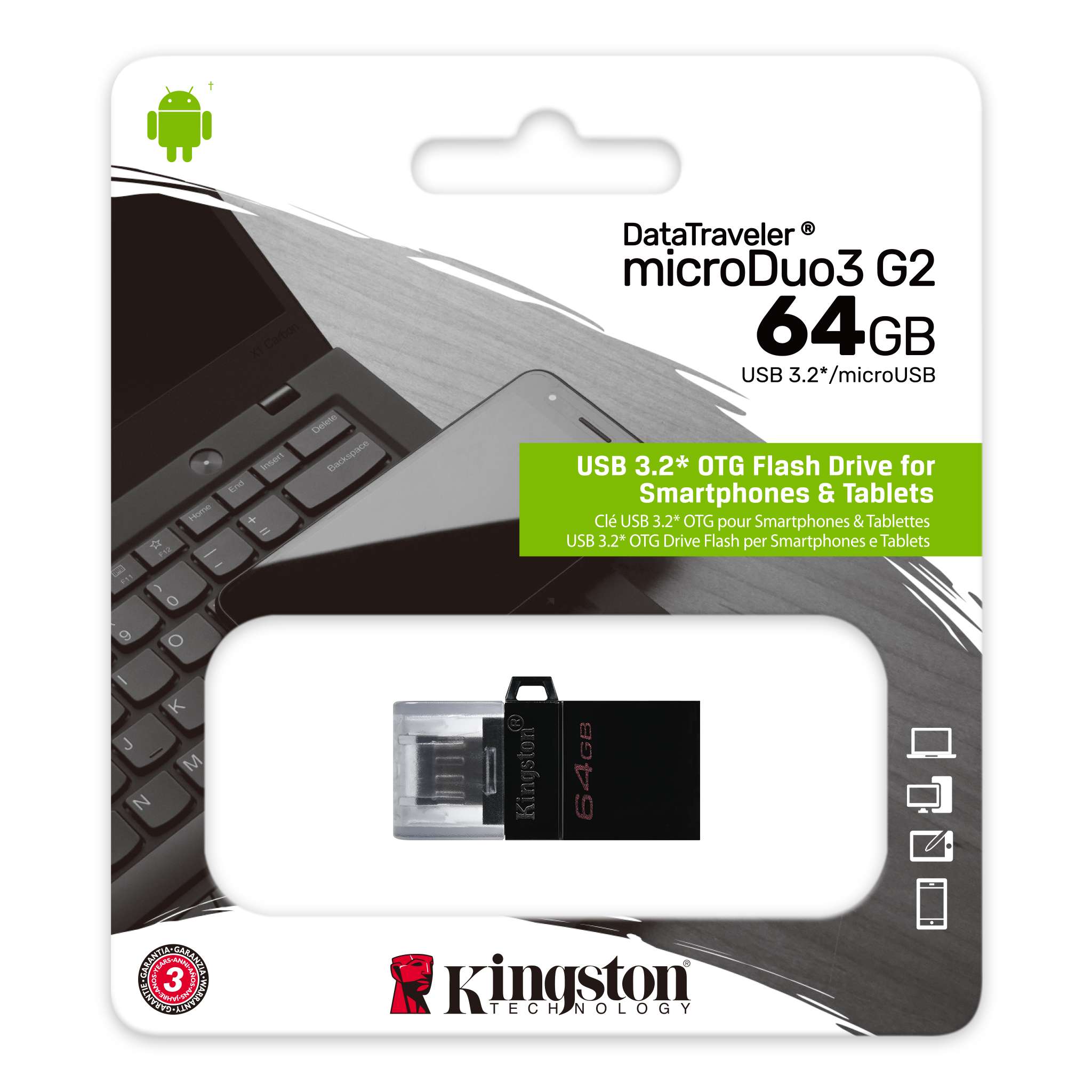 картинка USB Флеш 64GB 3.0 Kingston OTG DTDUO3G2/64GB черный от магазина itmag.kz