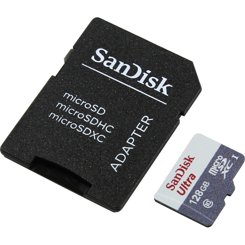 картинка Карта памяти SANDISK 12Gb microSDHC+SD Adapter (SDSQUNS-128G-GN6TA) от магазина itmag.kz