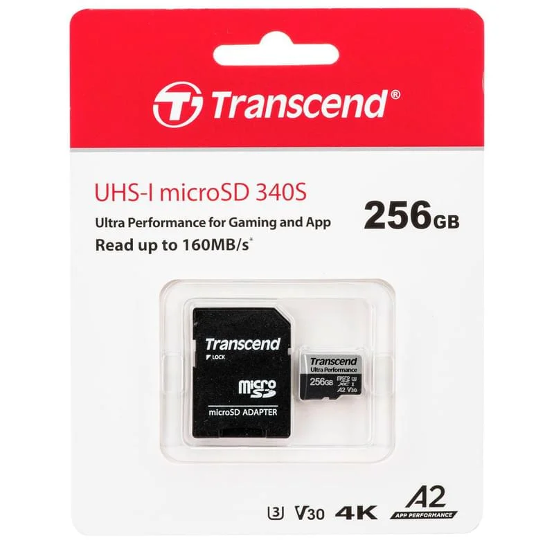 картинка Карта памяти MicroSD 256GB Class 10 U3 Transcend TS256GUSD340S от магазина itmag.kz
