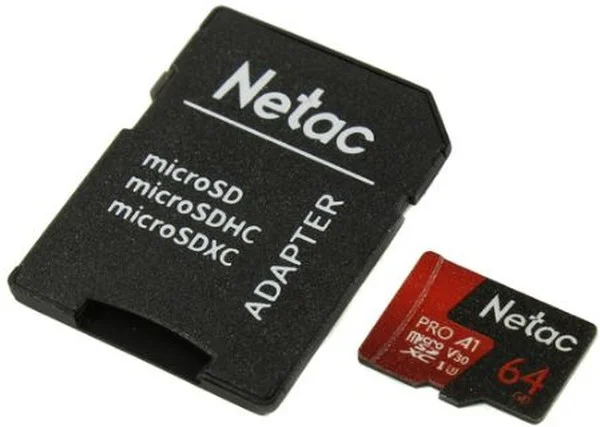 картинка Карта памяти MicroSD, Netac P500 Extreme Pro 64GB 100MB/s Class 10, + SD Adapter от магазина itmag.kz