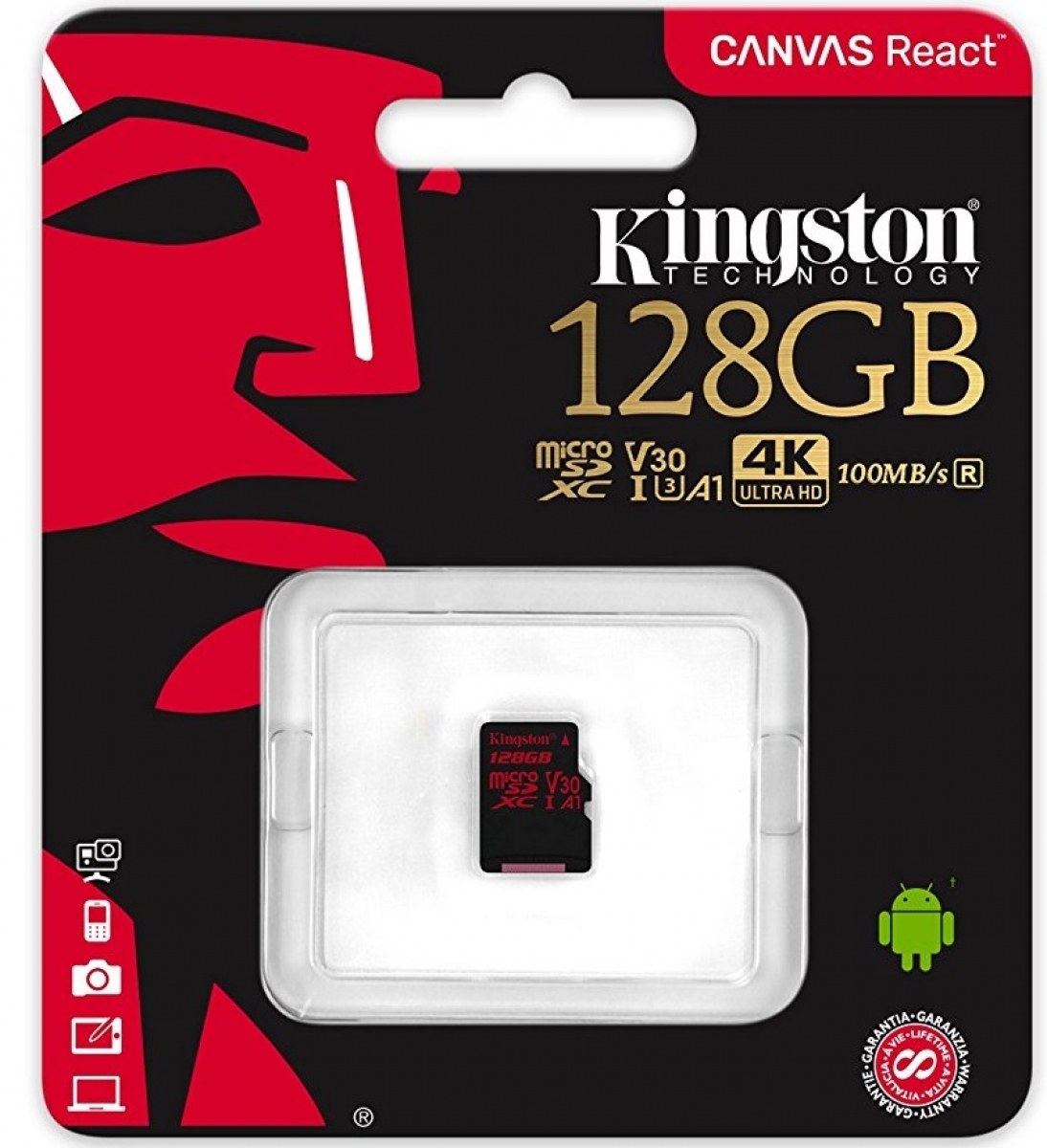 картинка Карта памяти Kingston128GB microSDXC Canvas React 100R/80W U3 UHS-I V30 A1 No Adapter от магазина itmag.kz