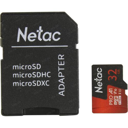 картинка Карта памяти MicroSD, Netac P500 Extreme Pro 32GB 100MB/s Class 10, + SD Adapter от магазина itmag.kz