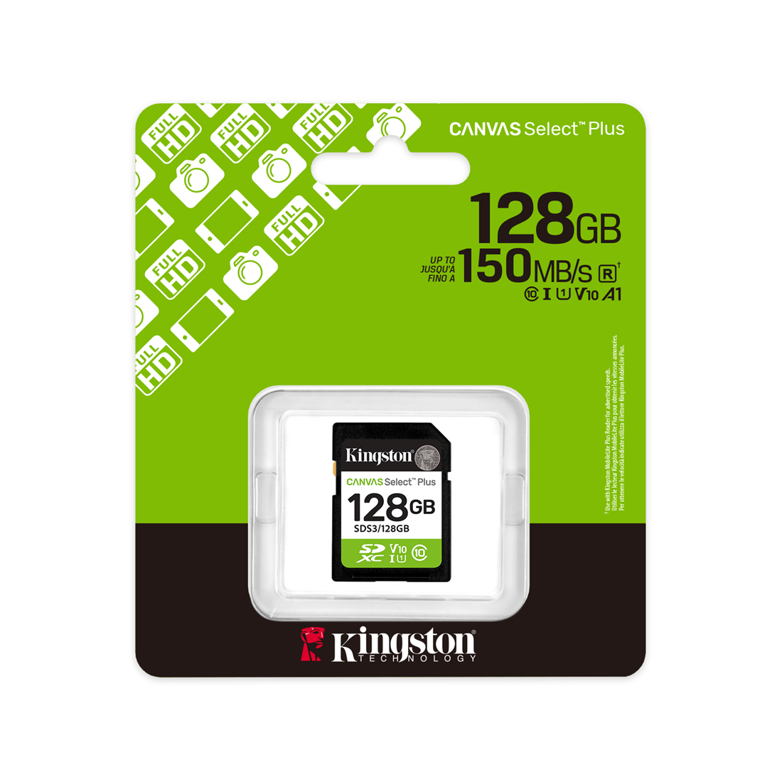 Карта памяти Kingston Canvas Select Plus C10 UHS-I U1 V10 128GB (SDS3/128GB) фото