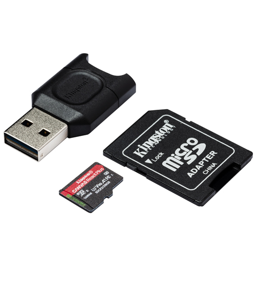 картинка Карта памяти MicroSD, Kingston Canvas React Plus, 128GB, MLPMR2/128GB, UHS-II, R285/W165 + USB Adapter от магазина itmag.kz