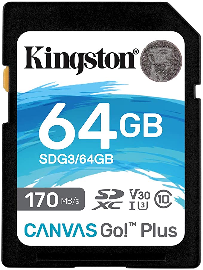 картинка Карта памяти SD, Kingston Canvas Go! Plus, 64GB, SDG3/64GB, Class 10, UHS-I, R170/W70 от магазина itmag.kz