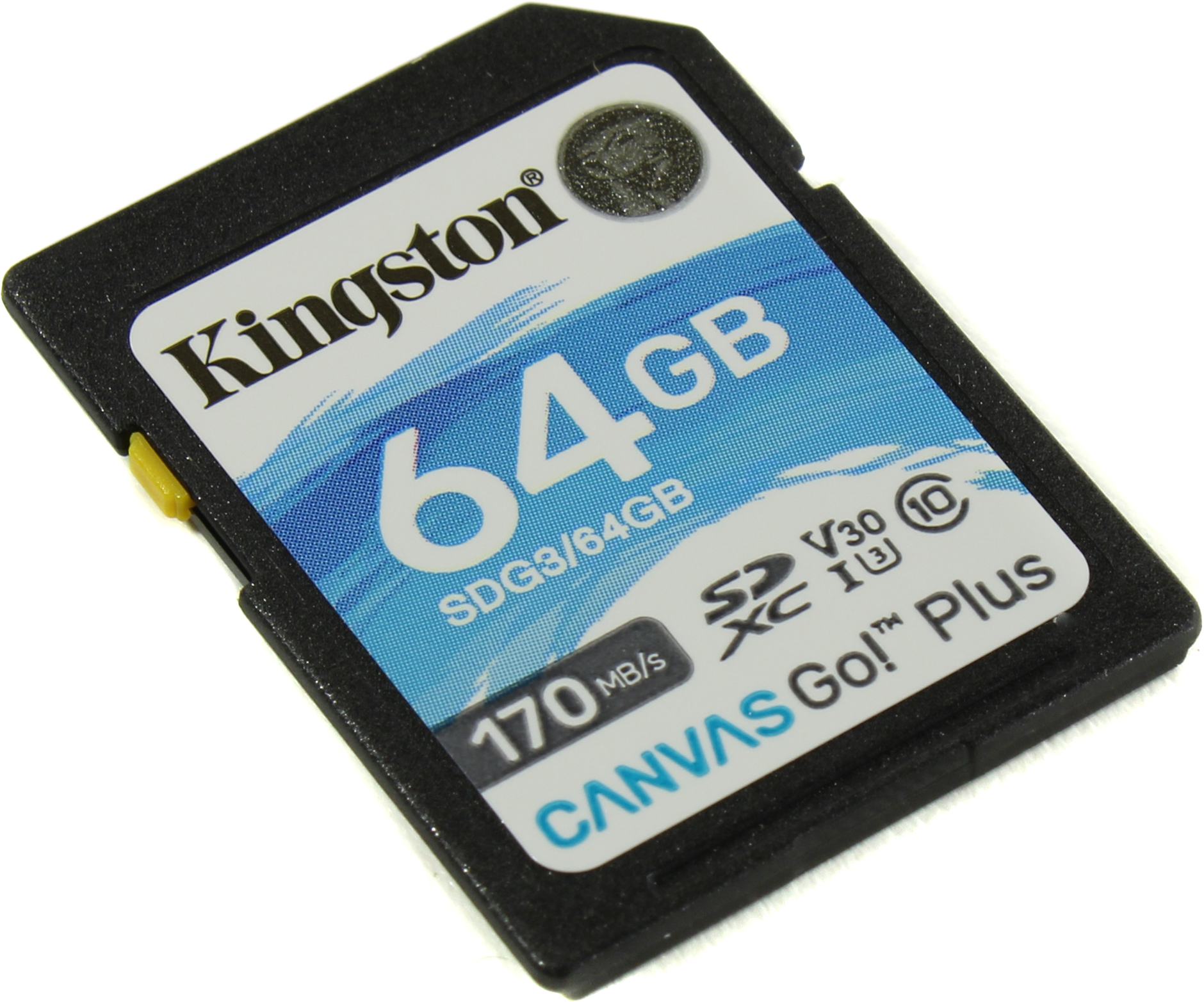 картинка Карта памяти SD, Kingston Canvas Go! Plus, 64GB, SDG3/64GB, Class 10, UHS-I, R170/W70 от магазина itmag.kz