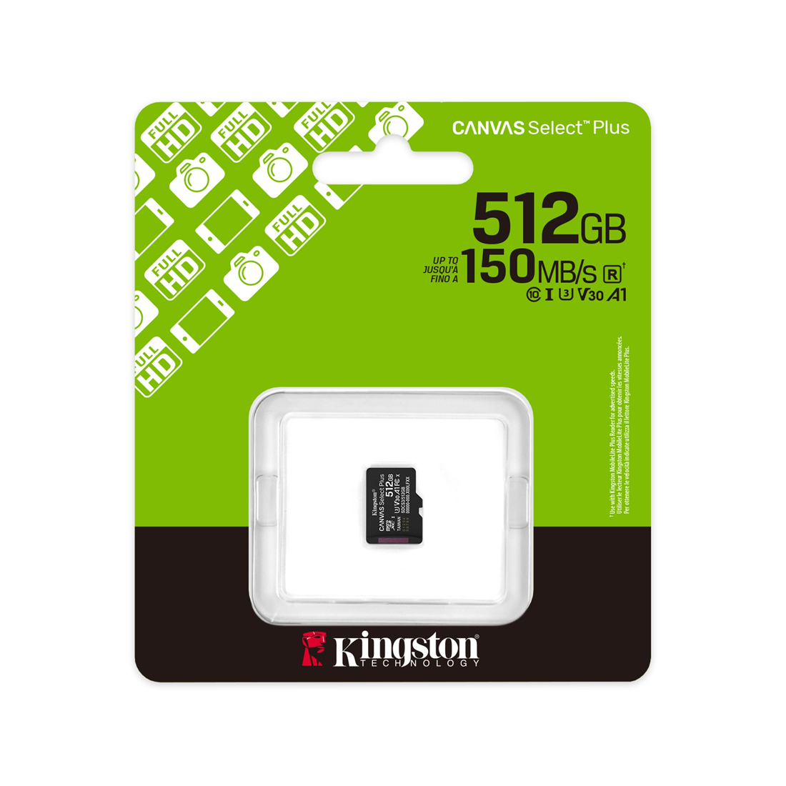Карта памяти MicroSD 512GB Class 10 UHS-I Kingston (SDCS3/512GBSP) фото