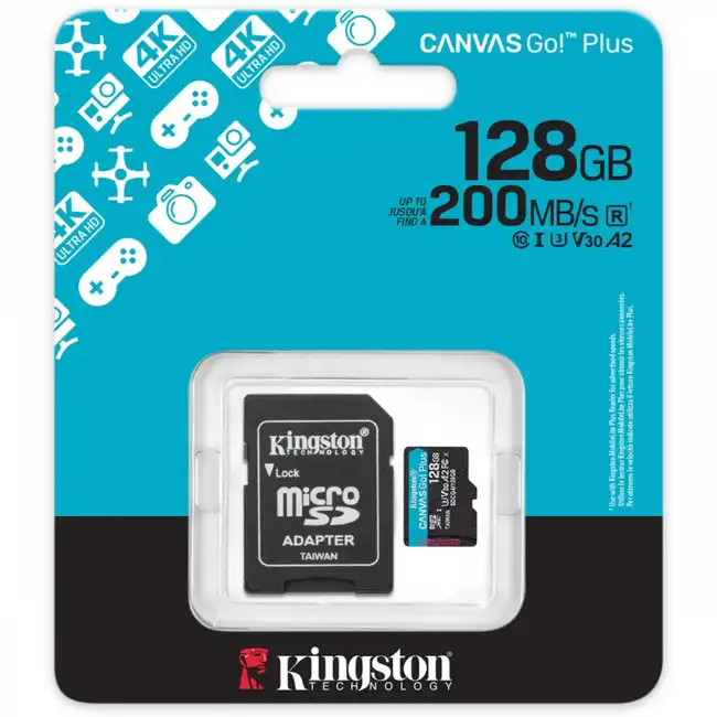 Карта памяти MicroSD, Kingston Canvas Go! 128GB Class 10 (SDCG4/128GB) фото