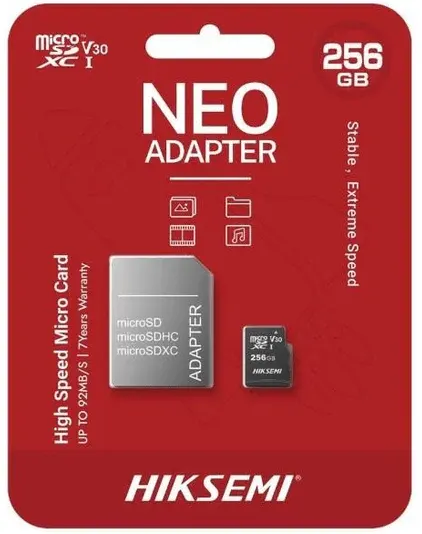 Карта памяти microSDXC 256GB, HikSemi NEO ADAPTER, Class 10, V30 (HS-HS-TF-C1 256G) фото
