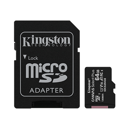 картинка Карта памяти Kingston 64GB microSDXC Canvas Select Plus 100R A1 C10 Card + Adapter, SDCS2/64GB от магазина itmag.kz