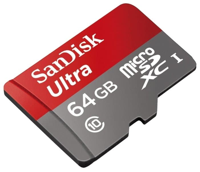 картинка Карта памяти SANDISK ULTRA microSD UHS-I 64Gb Скорость чтения до 48 МБ/с, Класс 10 в режиме съемки видео в формате Full HD. Адаптер SD в комплекте. SDSQUNB-064G-GN3MA. Водонепроницаемость, ударопрочность, устойчивость к перепадам температур и воздействию  от магазина itmag.kz