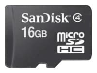 картинка Карта памяти SANDISK microSDHC 16Gb. Адаптер SD - в комплекте. Class 4. Дополнительная память для мобильных телефонов и других устройств. SDSDQM-016G-B35A от магазина itmag.kz