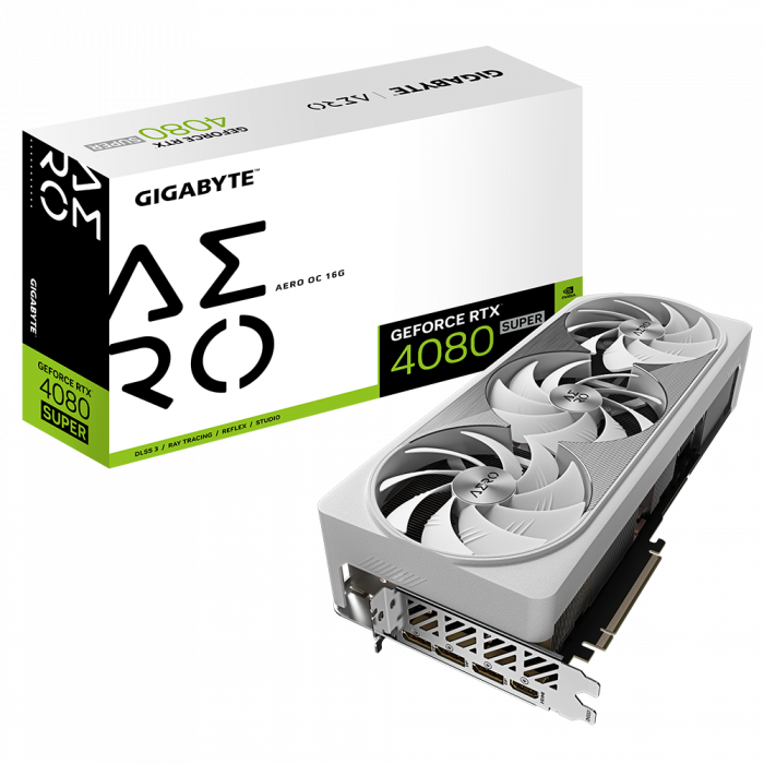 картинка Видеокарта Gigabyte GeForce RTX 4080 SUPER AERO OC 16G (GV-N408SAERO OC-16GD) [16 ГБ, GDDR6X, 256 бит, 2210 МГц, HDMI, DisplayPort (3 шт)] от магазина itmag.kz