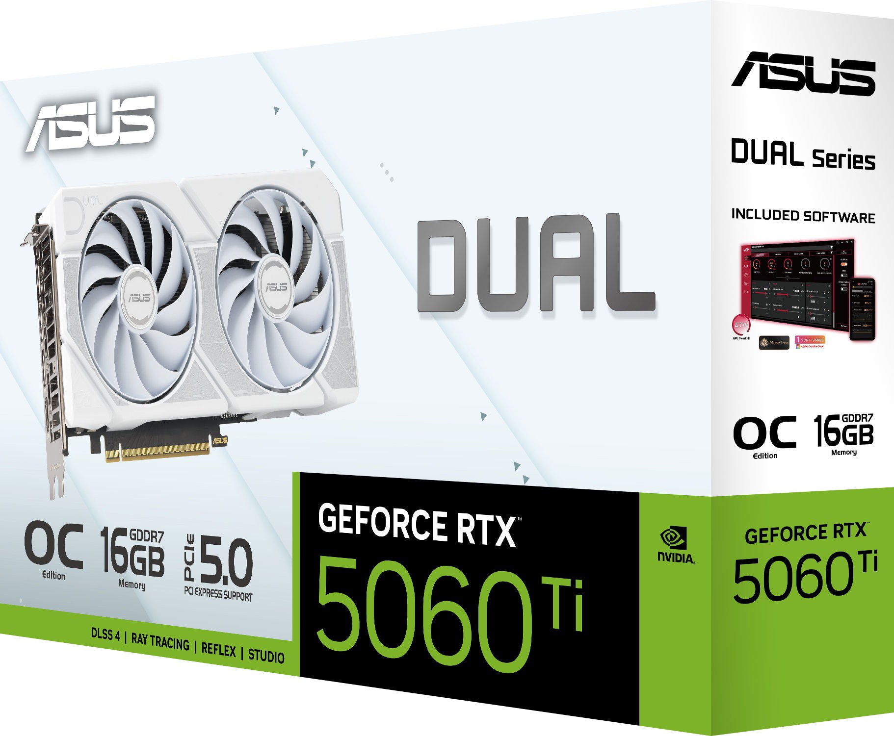Видеокарта ASUS Dual GeForce RTX 5060 Ti 16GB GDDR7 White OC Edition (DUAL-RTX5060TI-O16G-WHITE) фото
