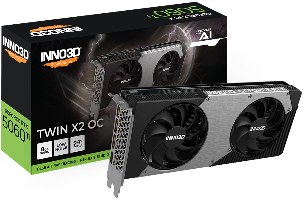 Видеокарта INNO3D GeForce RTX 5060 Ti 8GB TWIN X2 OC (N506T2-08D7X-193075N) фото