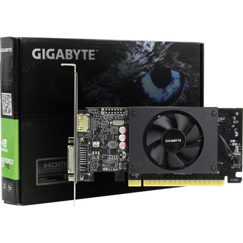 картинка Видеокарта Gigabyte GT710 (GV-N710D5-2GL) [2 ГБ, GDDR5, 64 бит, 954 МГц, DVI, HDMI] от магазина itmag.kz