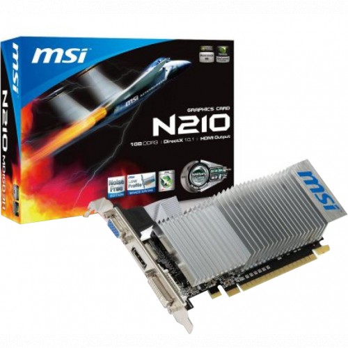 картинка Видеокарта MSI GeForce 210, 1GB DDR3 64-bit 1xVGA 1xDVI 1xHDMI N210-1GD3/LP от магазина itmag.kz