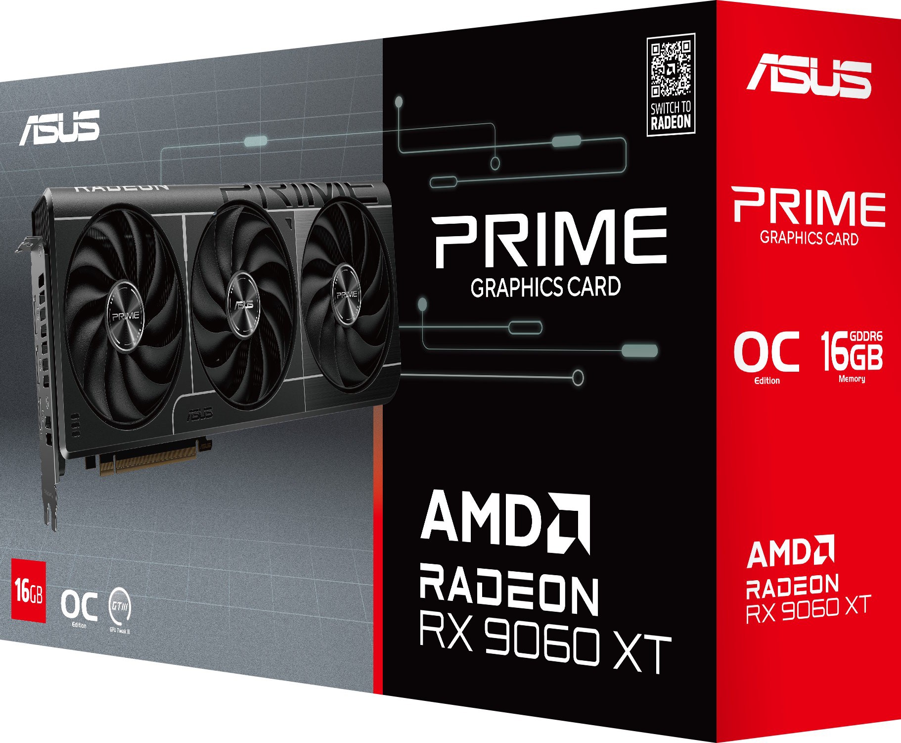 Видеокарта ASUS Prime Radeon RX 9060 XT 16GB GDDR6 OC Edition (PRIME-RX9060XT-O16G) фото