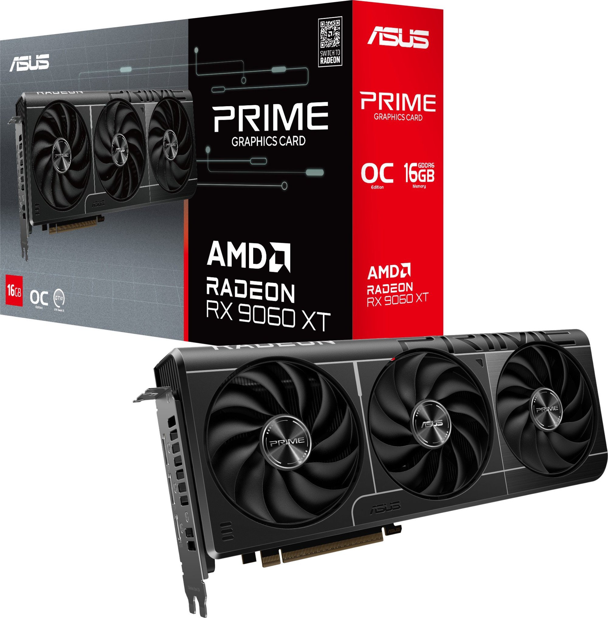 Видеокарта ASUS Prime Radeon RX 9060 XT 16GB GDDR6 OC Edition (PRIME-RX9060XT-O16G) фото