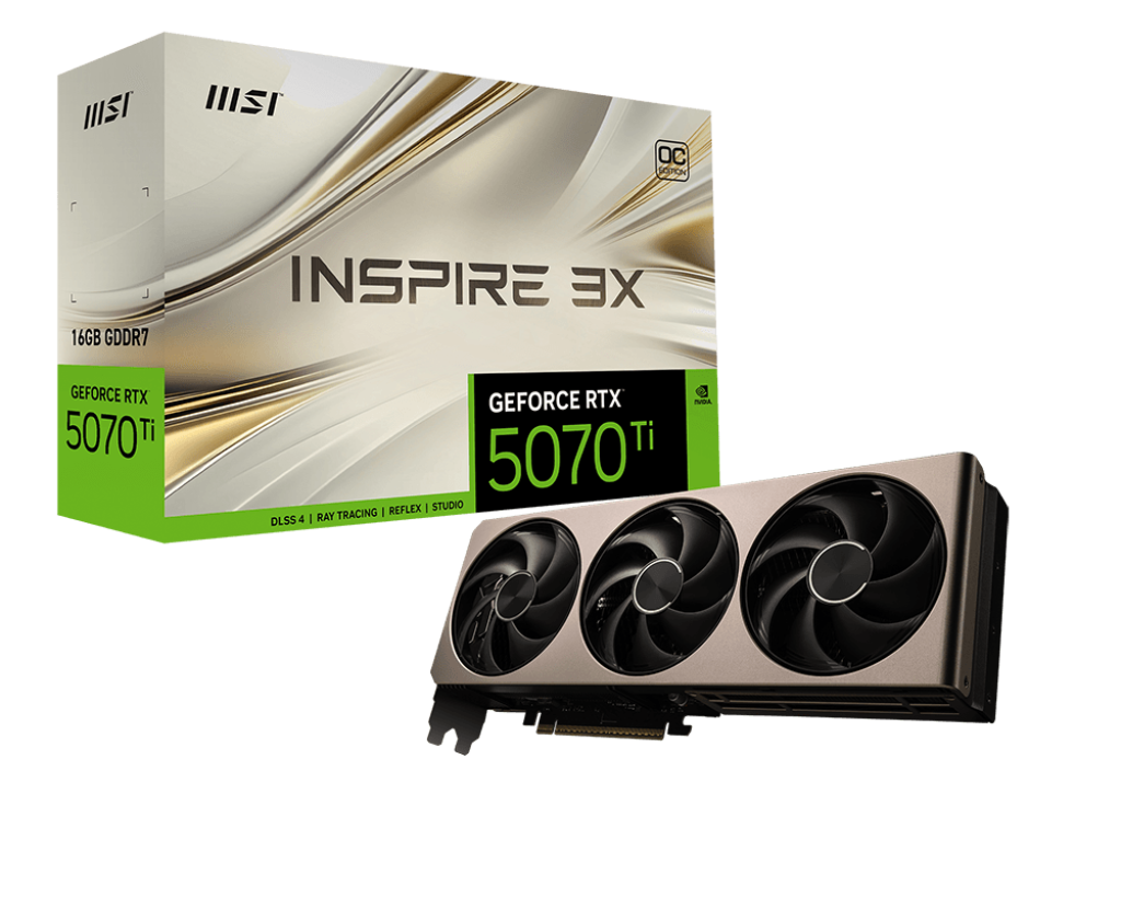 Видеокарта MSI GeForce RTX 5070 Ti 16G INSPIRE 3X OC (G507T-16I3C) фото