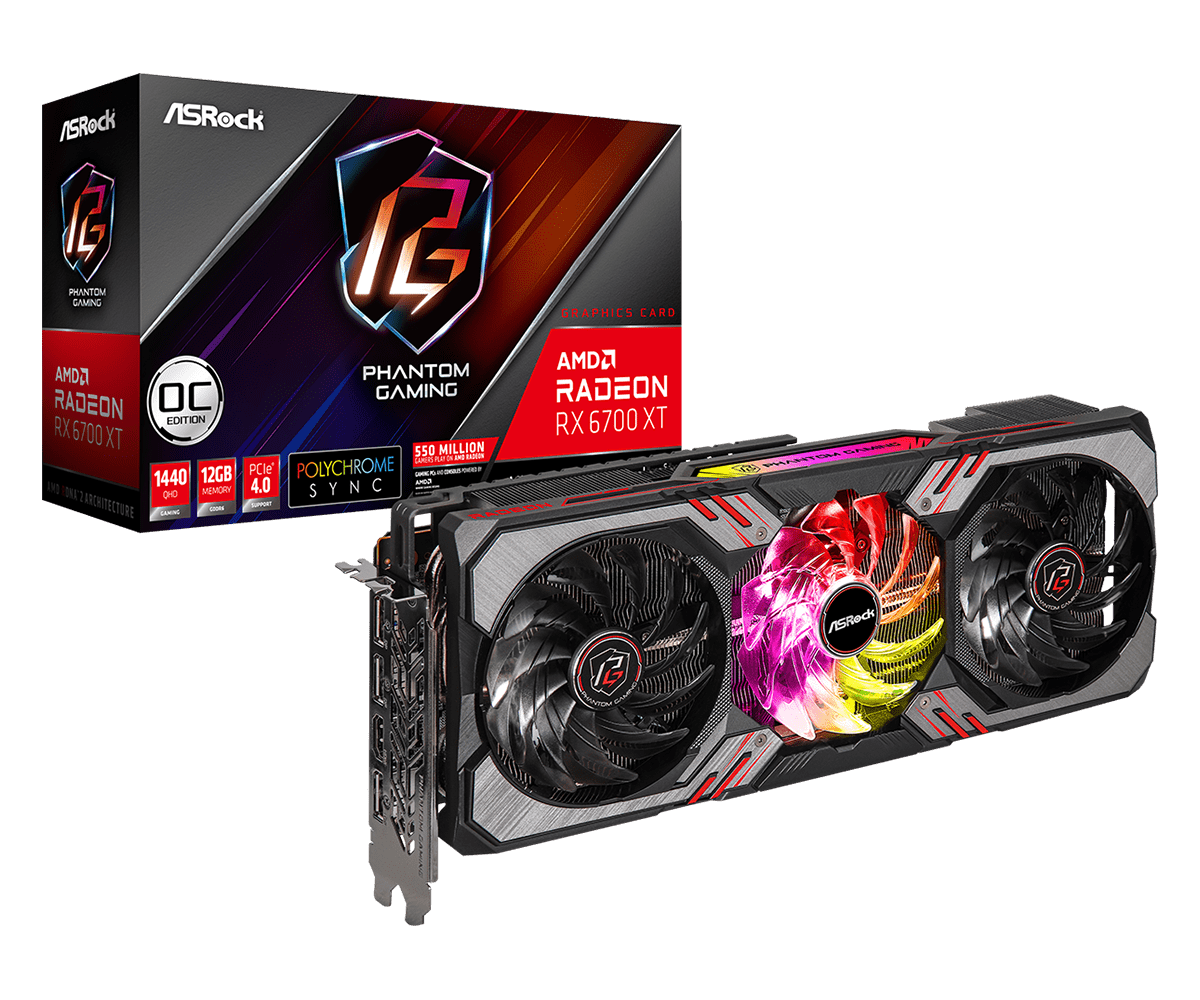 Видеокарта ASRock Radeon RX 6700 XT Phantom Gaming D 12GB OC (RX6700XT PGD 12 GO) фото