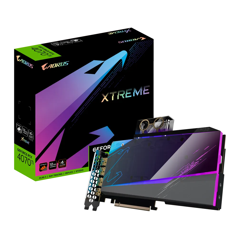 Видеокарта Gigabyte AORUS GeForce RTX 4070 Ti 12GB XTREME WATERFORCE WB (GV-N407TAORUSX WB-12GD) фото
