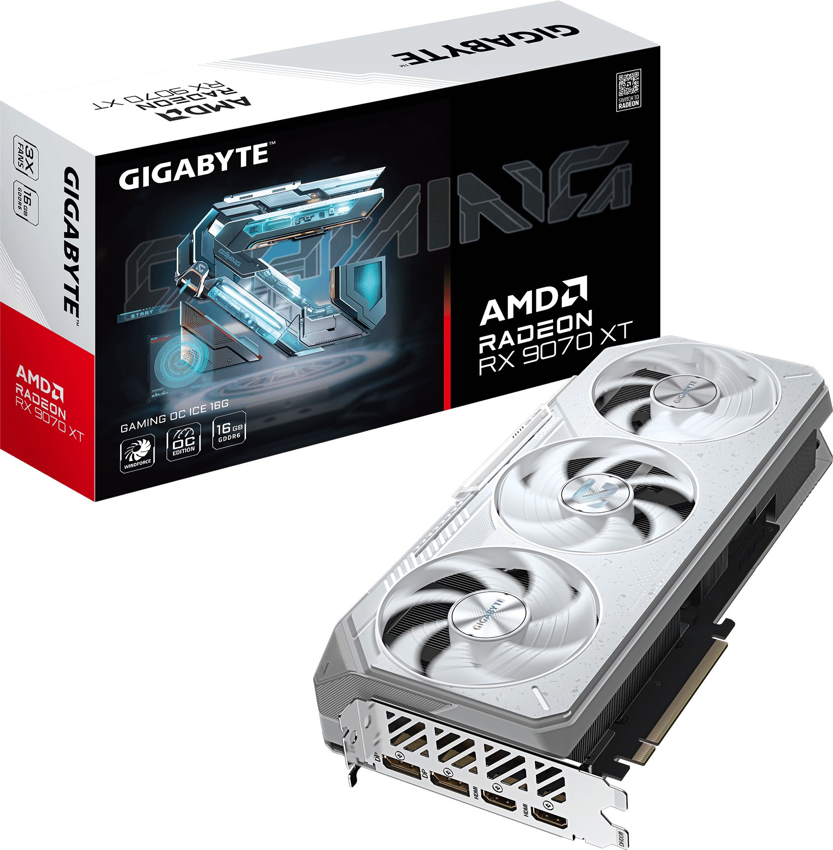 Видеокарта Gigabyte Radeon RX 9070 XT GAMING OC ICE 16G (GV-R907XGAMINGOCICE-16GD) фото