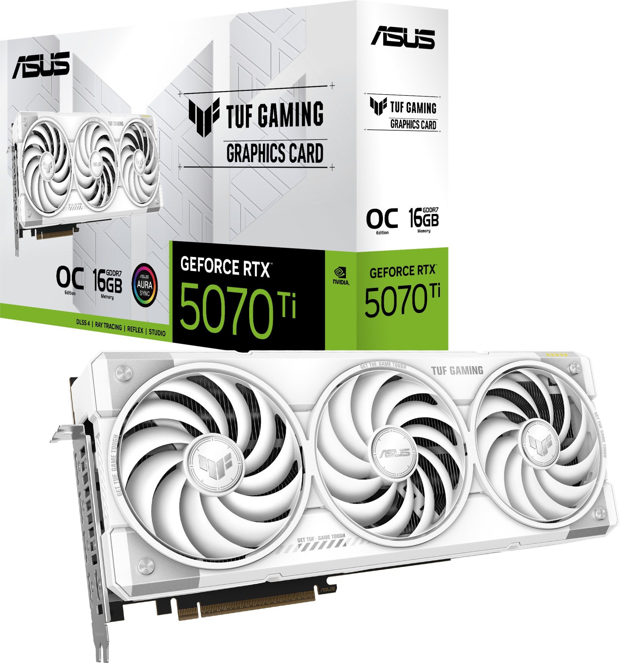 Видеокарта ASUS TUF Gaming GeForce RTX 5070 Ti 16GB GDDR7 White OC Edition (TUF-RTX5070TI-O16G-WHITE-GAMING) фото