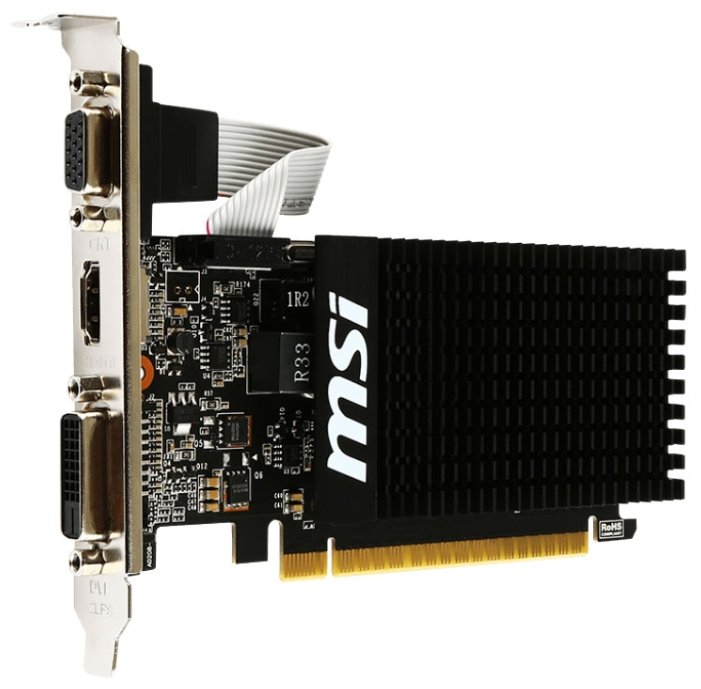 картинка Видеокарта MSI GeForce GT 710, 2GB DDR3 64-bit 1xVGA 1xDVI 1xHDMI GT 710 2GD3H LP от магазина itmag.kz